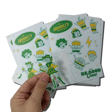 Matte self adhesive kiss cut stickers custom waterproof vinyl cartoon caompany logo labels for promotion